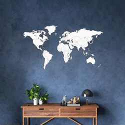 World map - wall decoration in WHITE MDF wood