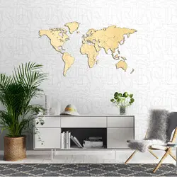 World map - MDF ASH wood wall decoration