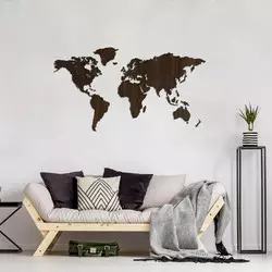 World map - WALNUT MDF wood wall decoration