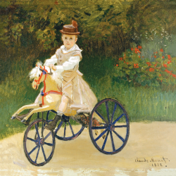 Jean Monet con il suo cavallo di legno