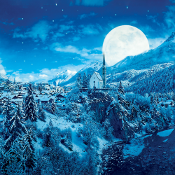 Luna su paesaggio invernale