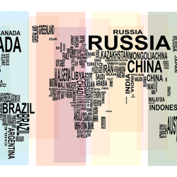Mappa del mondo di parole con bande