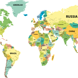 Mappa del mondo - Cartina politica - decorazione da parete in legno Mdf
