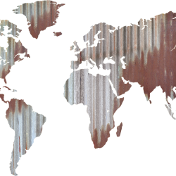Mappa del mondo - Industrial - Lamiera Garage - decorazione da parete in legno Mdf