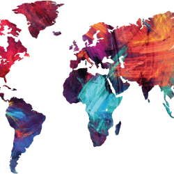 Mappa del mondo - Crazy strokes - decorazione da parete in legno Mdf