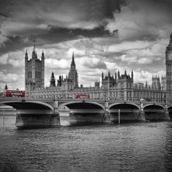 51 - Paesaggio Urbano - Londra Parlamento e Bus rosso