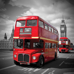 57 - Paesaggio Urbano - Londra bus rosso a Westminster