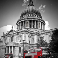 Paesaggio Urbano - Londra Cattedrale S. Paolo e bus rosso