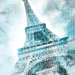 Città - Paris watercolor Eiffel Tower turquoise