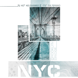 Città - Poster Art NYC Brooklyn Bridge turquoise marble