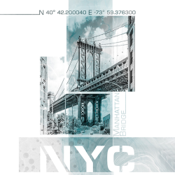 193 - Città - Poster NYC Manhattan Bridge turquoise