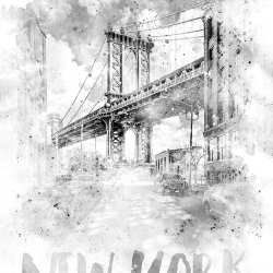 393 - Città - NYC Manhattan Bridge watercolor