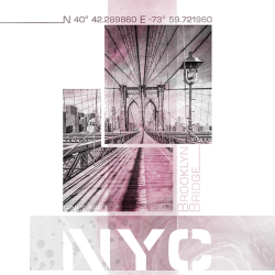 353 - Città - Poster - NYC Brooklyn Bridge Pink