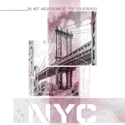 354 - Città - Poster - NYC Manhattan Bridge Pink