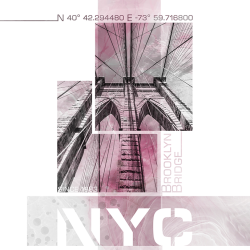 Città - Poster Art Coordinates - NYC Brooklin Bridge Details - Pink marble