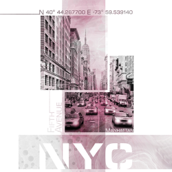 356 - Città - Poster - NYC Fifth Avenue Traffic Pink
