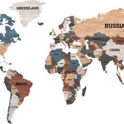 Mappa del mondo - Cartina politica Multicolor Wood - decorazione da parete in legno Mdf